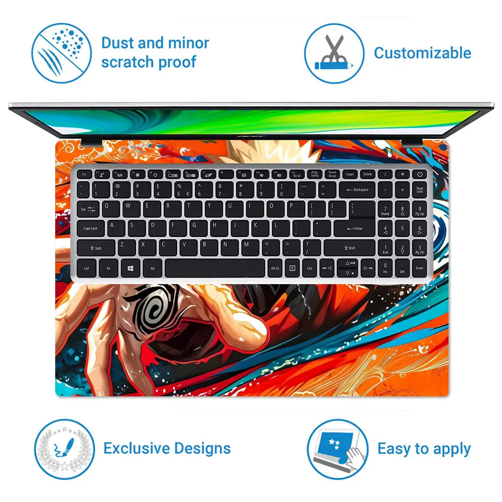 Vibrant Anime Ninja Action Scene Laptop Skin - View 5