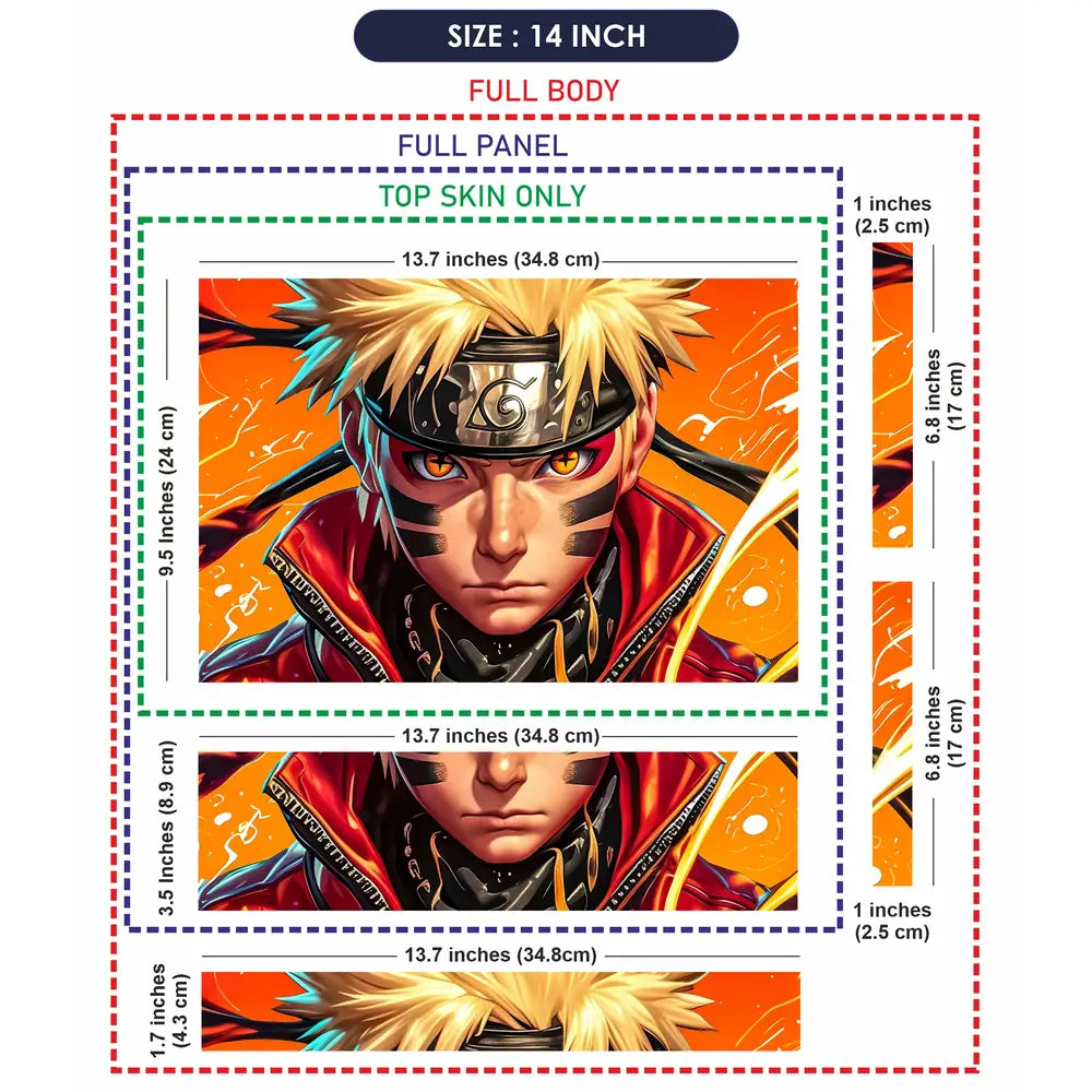 Vibrant Anime Ninja With Fiery Background Laptop Skin - View 7