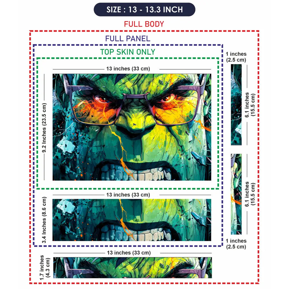 Vibrant Comic Style Hulk Portrait Laptop Skin - View 6
