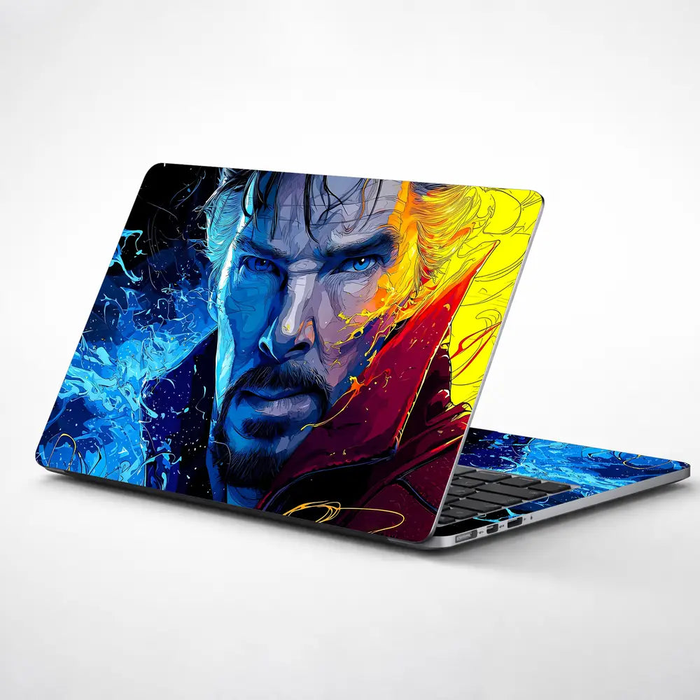 Vibrant Cosmic Sorcerer Portrait Laptop Skin - View 1