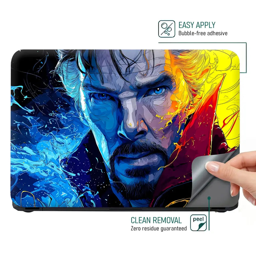 Vibrant Cosmic Sorcerer Portrait Laptop Skin - View 4