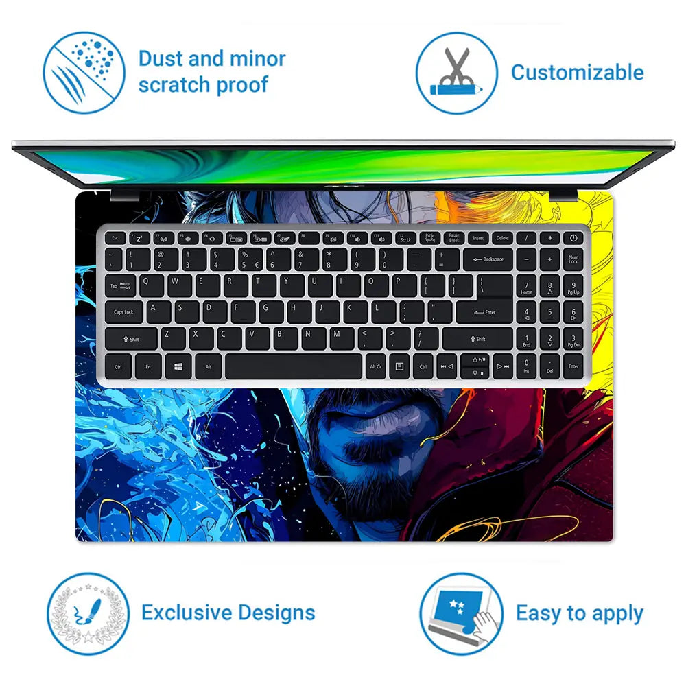 Vibrant Cosmic Sorcerer Portrait Laptop Skin - View 5
