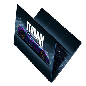 Vibrant Floral Ferrari Design In Motion Laptop Skin - View 2