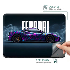 Vibrant Floral Ferrari Design In Motion Laptop Skin - View 4