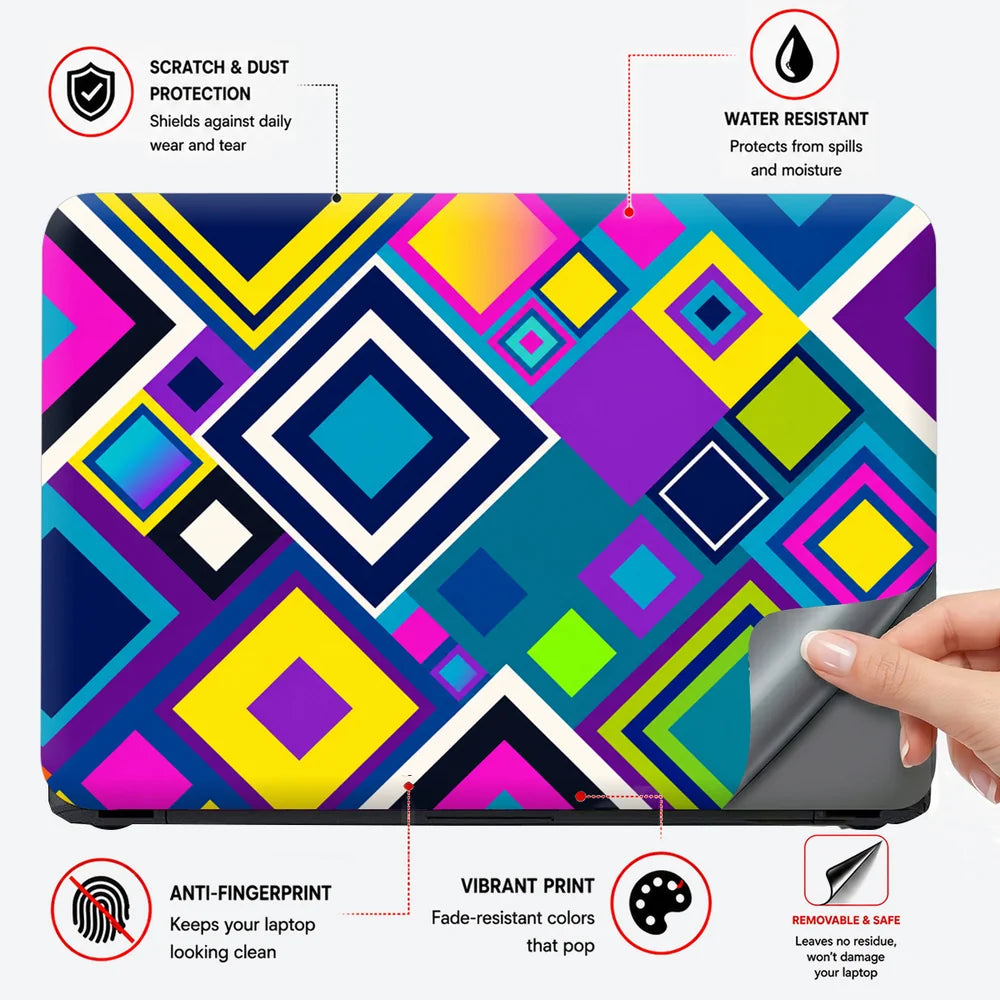 Vibrant Geometric Diamond Mosaic Laptop Skin - View 4
