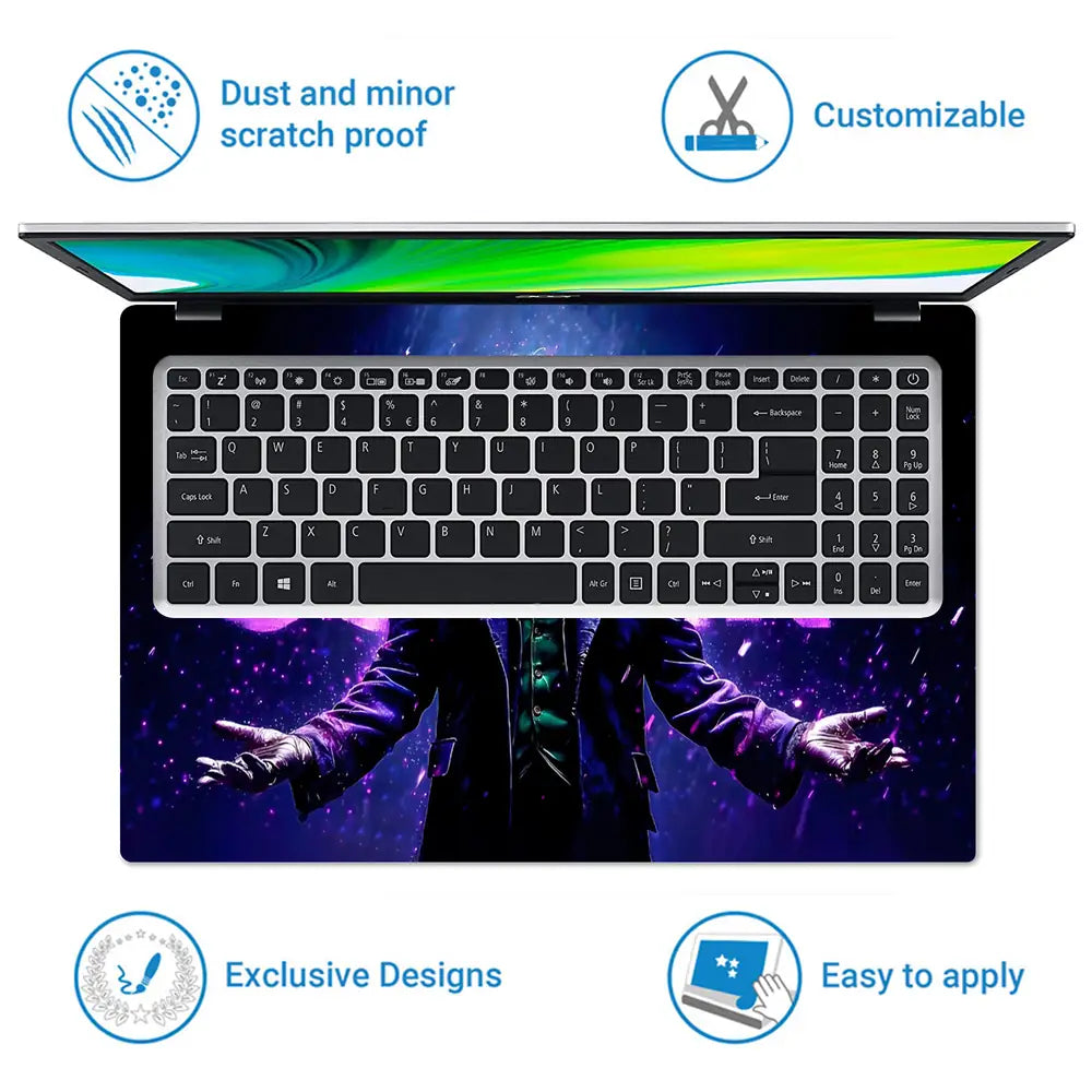 Vibrant Joker In Neon Lights Laptop Skin - View 5