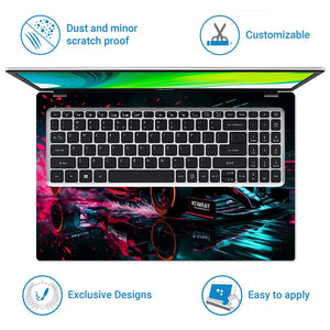 Vibrant Racing Car In Motion Laptop Skin - View 5