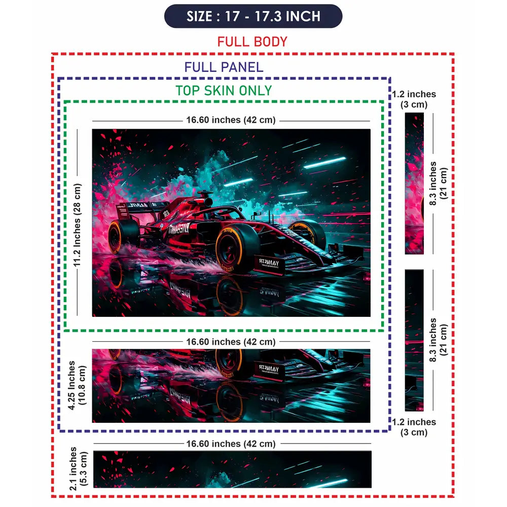 Vibrant Racing Car In Motion Laptop Skin - View 9