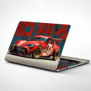 Vibrant Racing Car In Urban Setting Laptop Skin - View 1