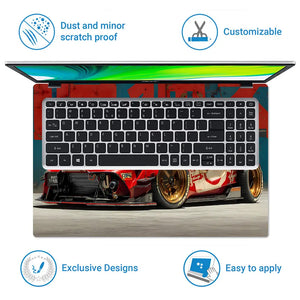 Vibrant Racing Car In Urban Setting Laptop Skin - View 5