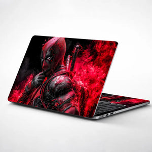 Vibrant Red Deadpool Action Scene Laptop Skin - View 1