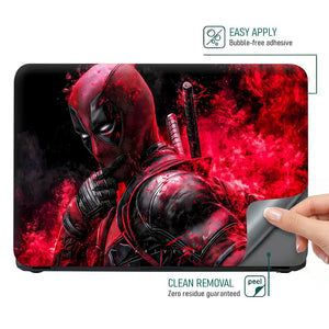 Vibrant Red Deadpool Action Scene Laptop Skin - View 4