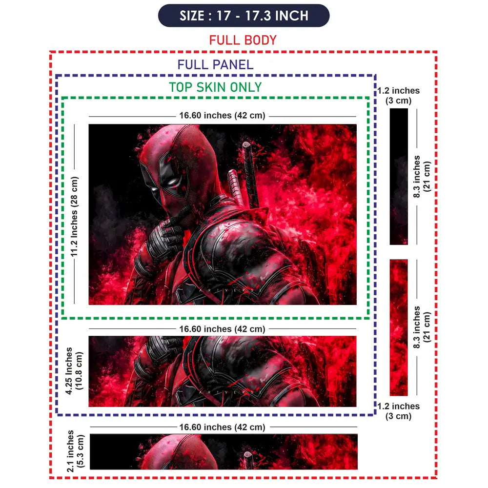 Vibrant Red Deadpool Action Scene Laptop Skin - View 9