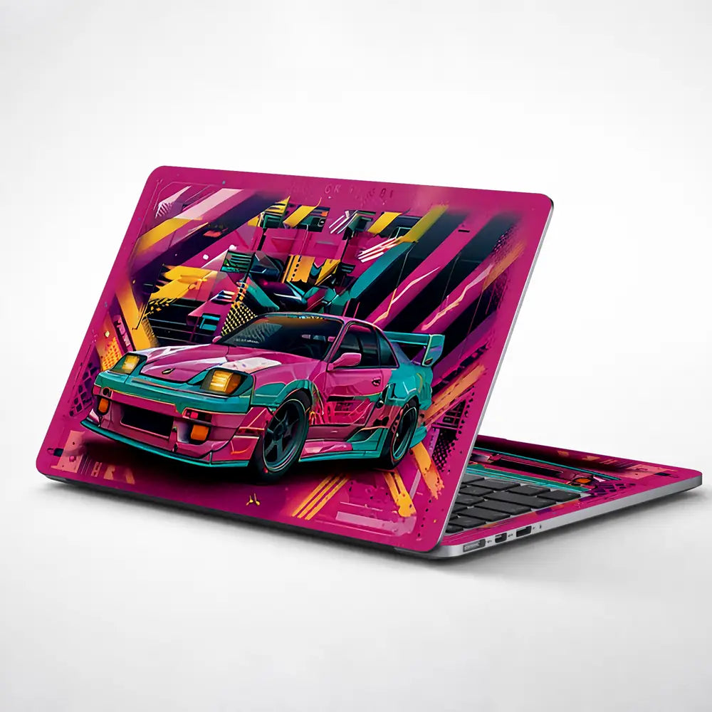 Vibrant Retro Racer Laptop Skin - View 1