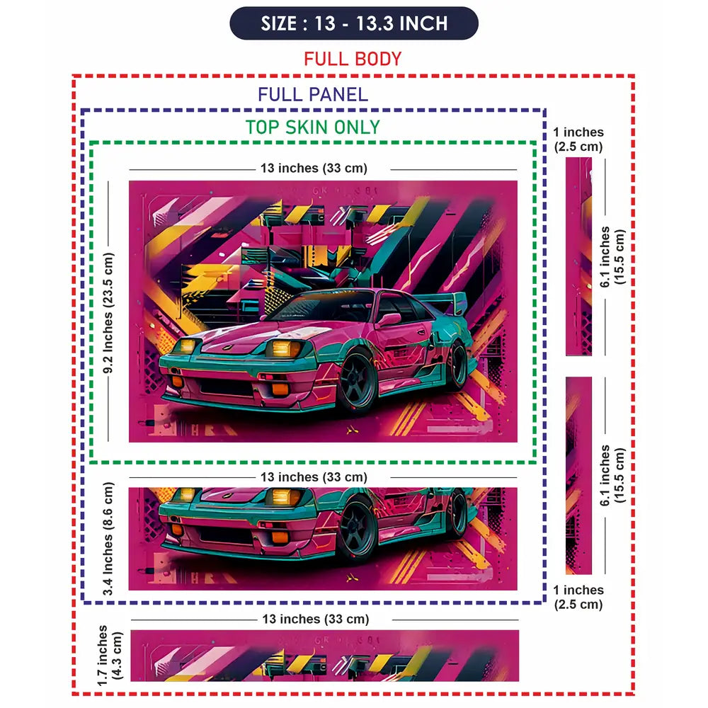 Vibrant Retro Racer Laptop Skin - View 6