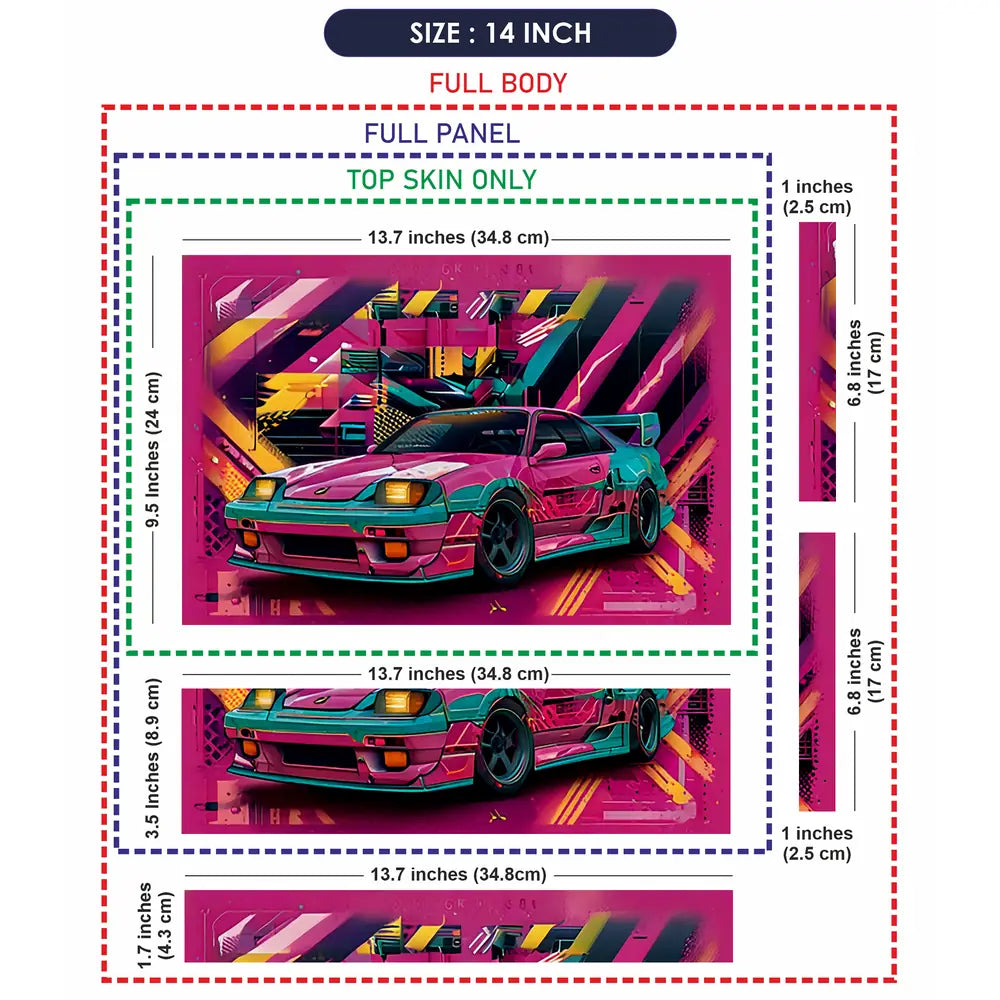 Vibrant Retro Racer Laptop Skin - View 7