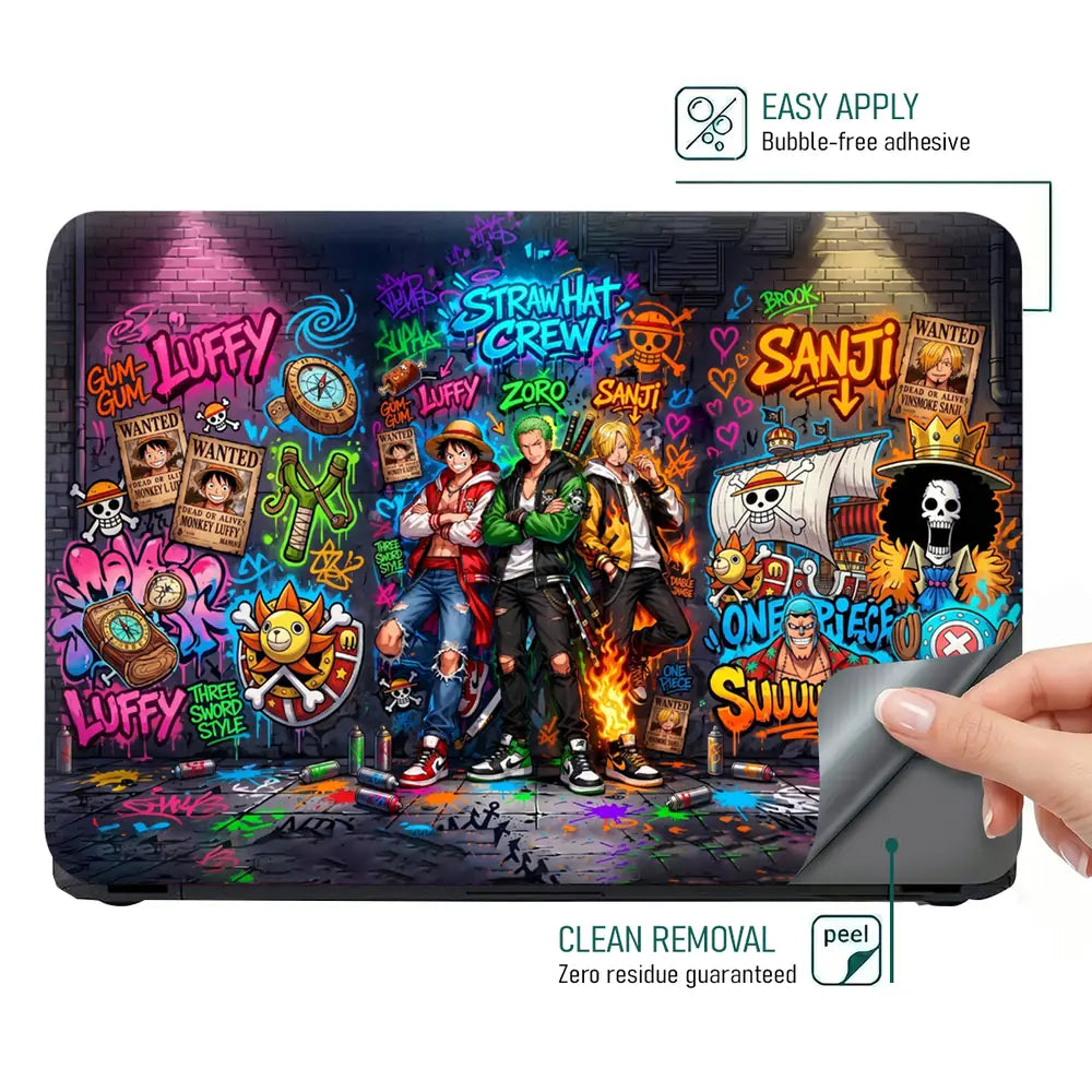 Vibrant Street Art One Piece Crew Laptop Skin - View 4