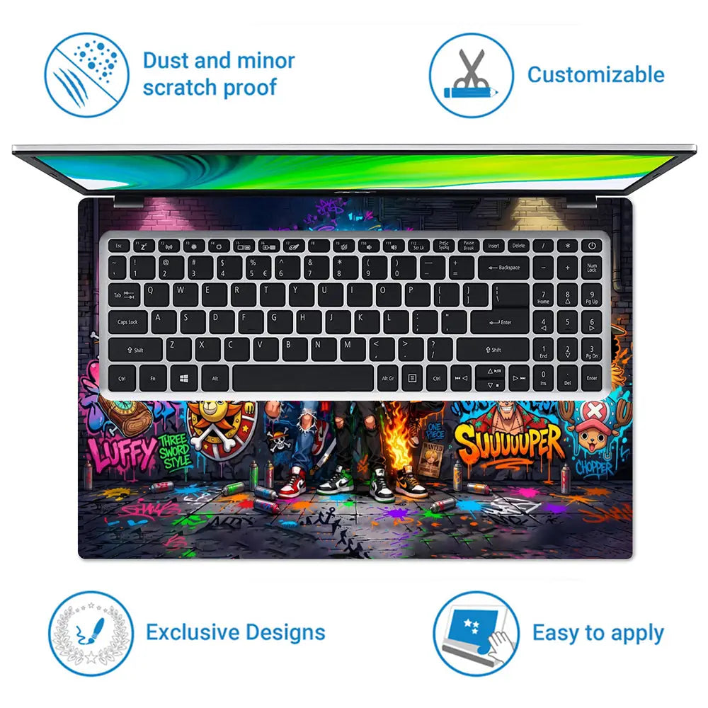 Vibrant Street Art One Piece Crew Laptop Skin - View 5