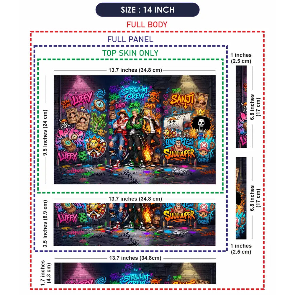 Vibrant Street Art One Piece Crew Laptop Skin - View 7