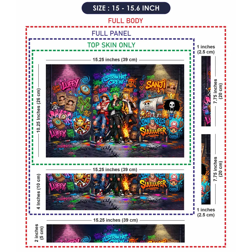 Vibrant Street Art One Piece Crew Laptop Skin - View 8