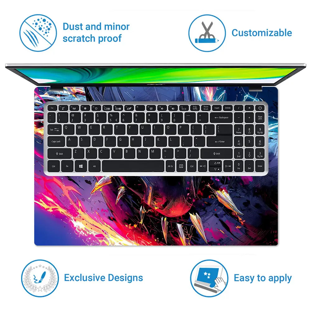 Vibrant Superhero Action In Motion Laptop Skin - View 5