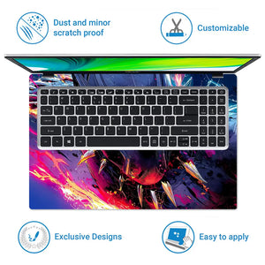Vibrant Superhero Action In Motion Laptop Skin - View 5