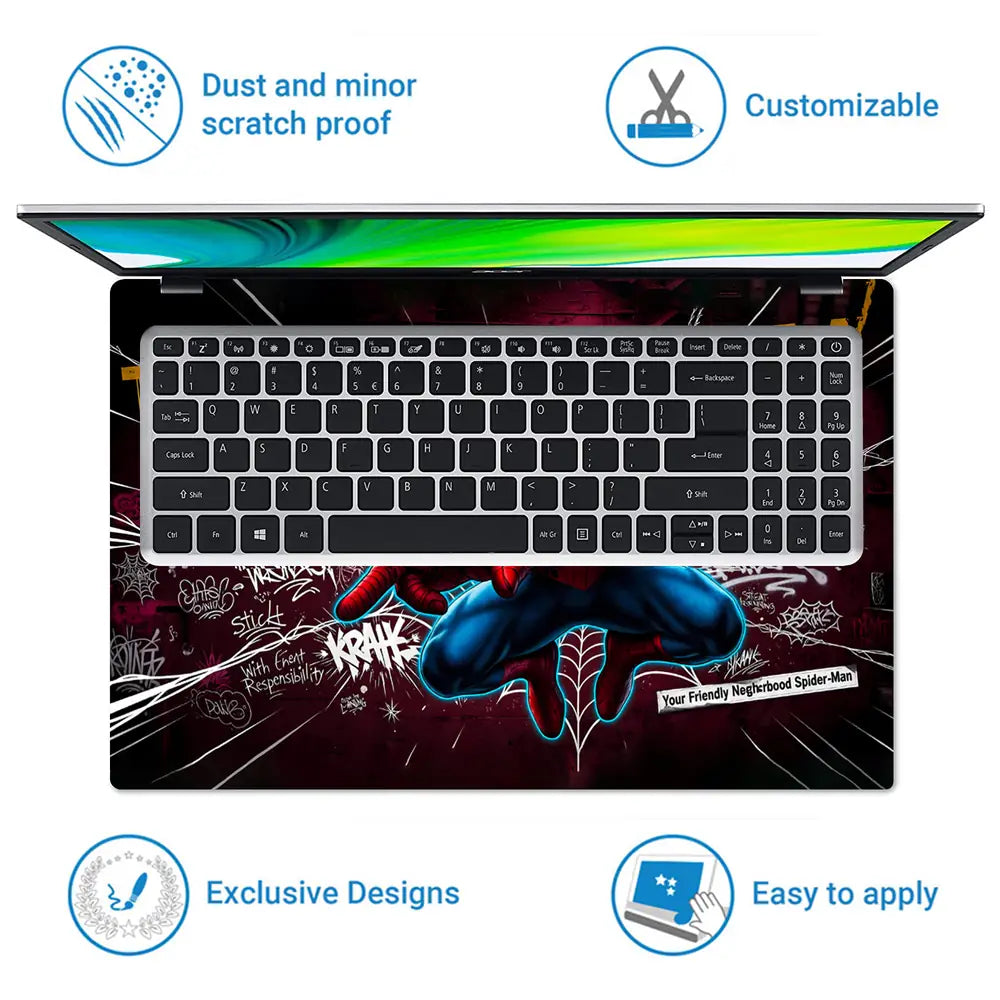 Vibrant Superhero Graffiti Style Art Laptop Skin - View 5