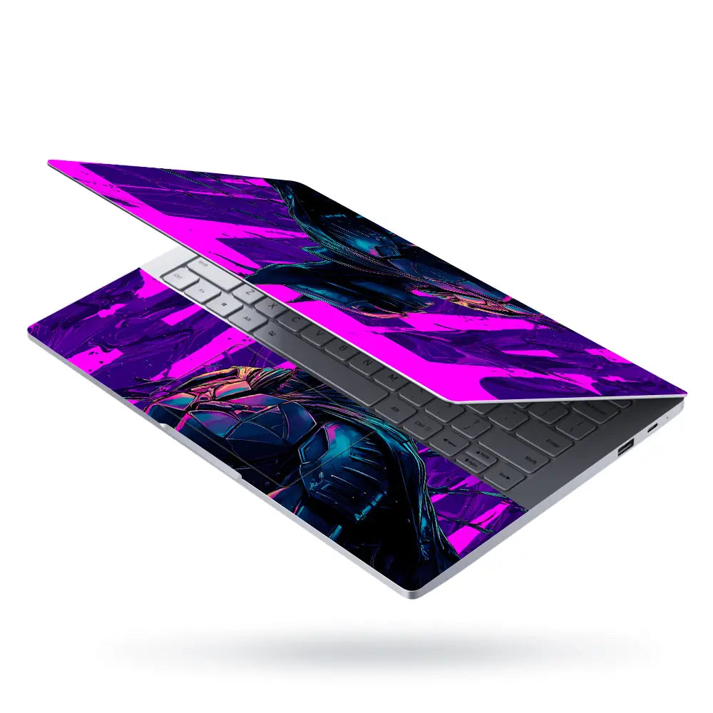 Vibrant Superhero In Dynamic Pose Laptop Skin - View 3
