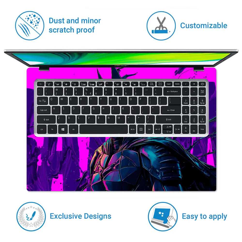 Vibrant Superhero In Dynamic Pose Laptop Skin - View 5