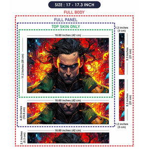 Vibrant Superhero Portrait With Fiery Background Laptop Skin - View 9