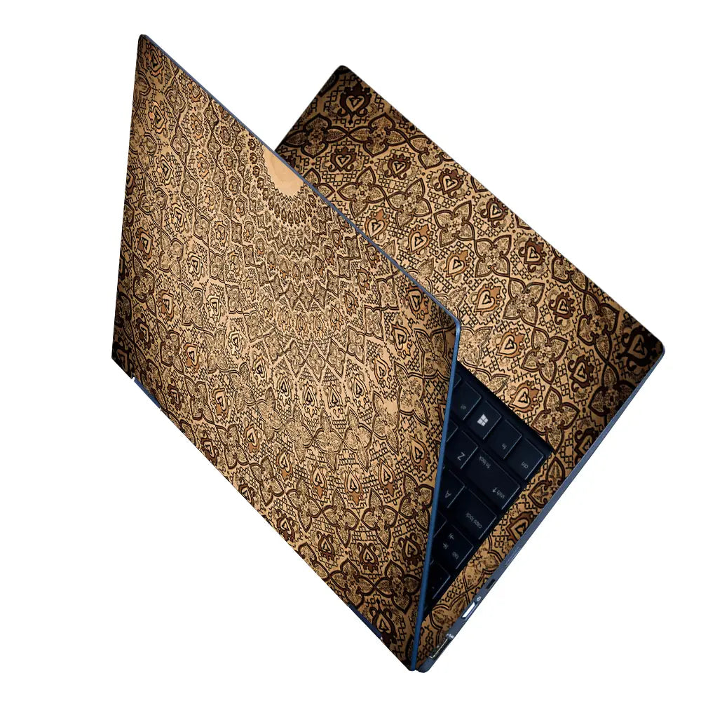 Vintage Beige Mandala - Metallic and Textured Finish Laptop Skin - View 2