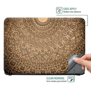 Vintage Beige Mandala - Metallic and Textured Finish Laptop Skin - View 4