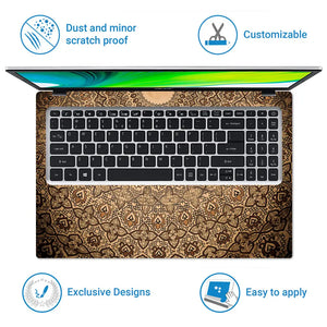 Vintage Beige Mandala - Metallic and Textured Finish Laptop Skin - View 5