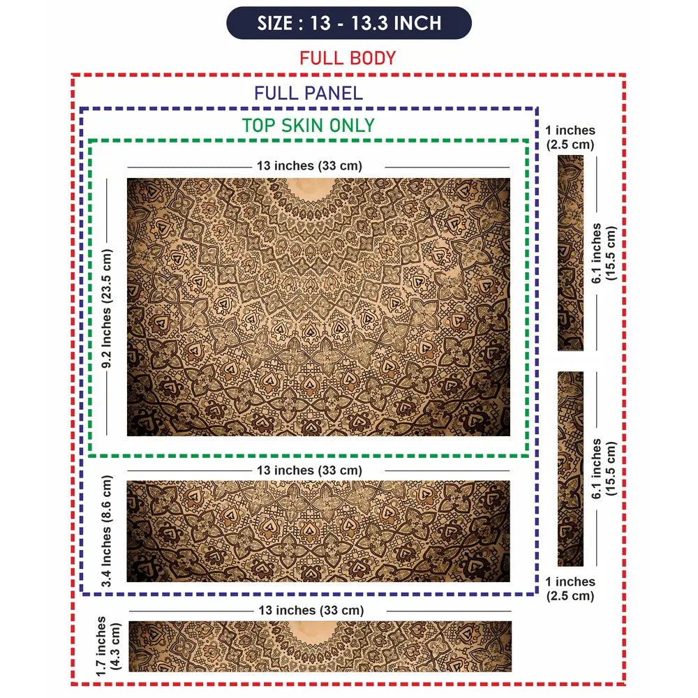 Vintage Beige Mandala - Metallic and Textured Finish Laptop Skin - View 6