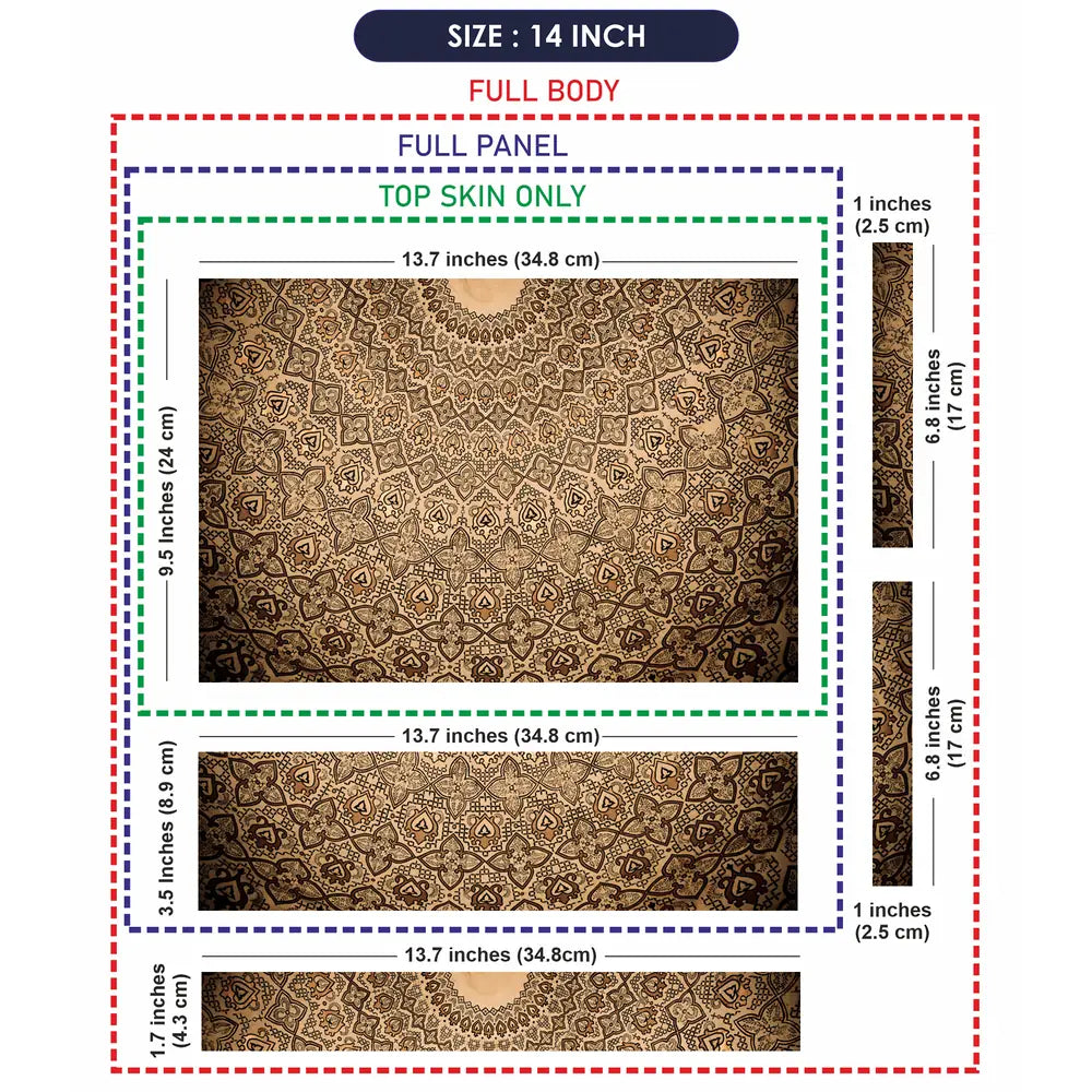Vintage Beige Mandala - Metallic and Textured Finish Laptop Skin - View 7