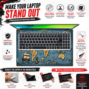 Vintage Pirate World Map Ship Laptop Skin - View 5