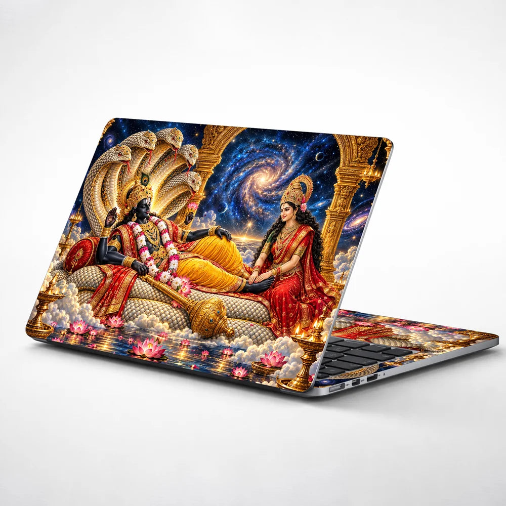 Vishnu and Lakshmi in Cosmic Splendor Laptop Skin - View 1