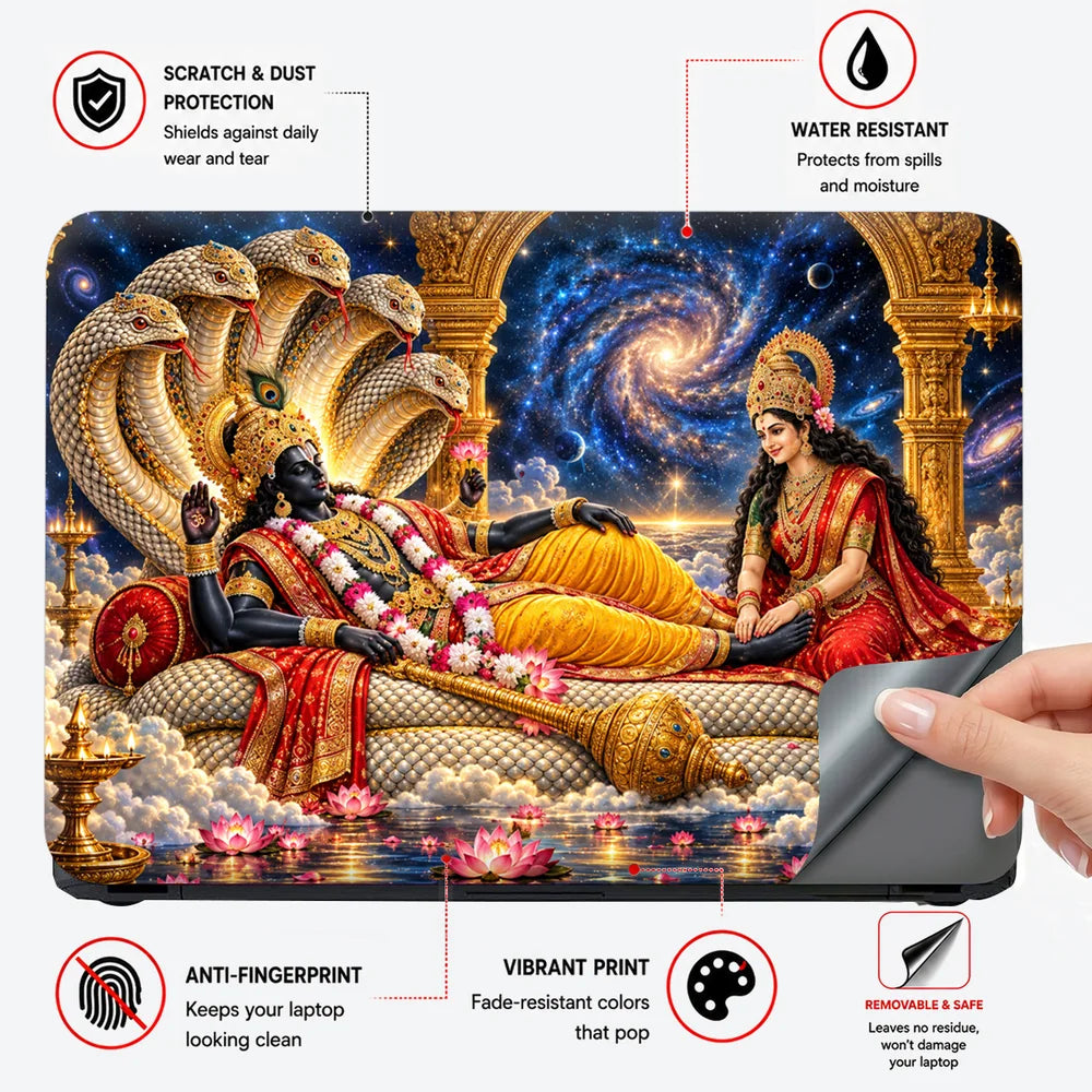 Vishnu and Lakshmi in Cosmic Splendor Laptop Skin - View 4