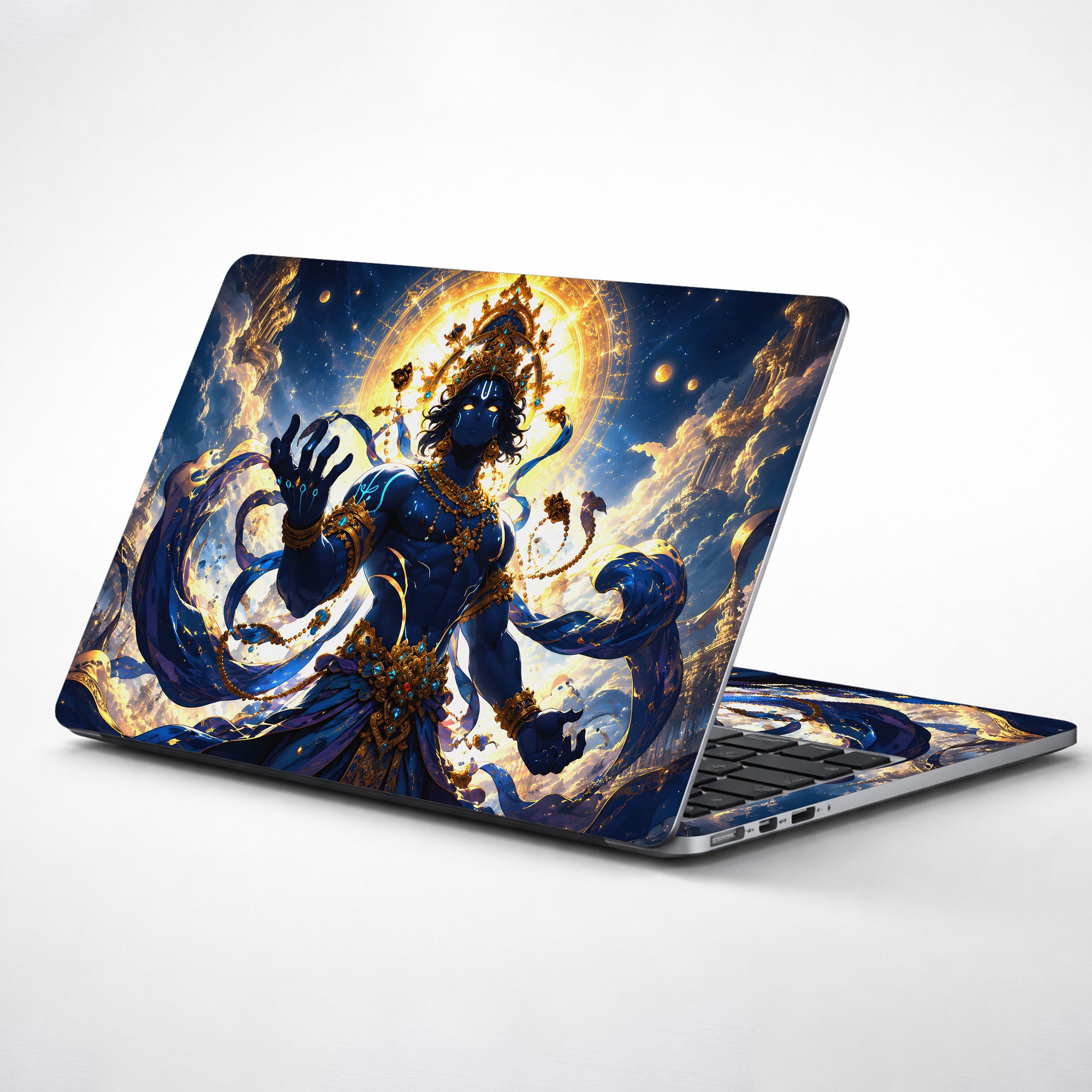 Vishnu Blue Cosmic Gold Crown Laptop Skin - View 1