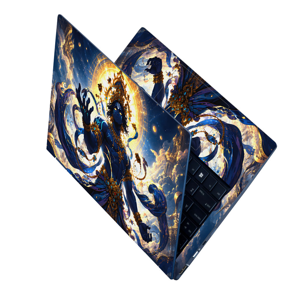 Vishnu Blue Cosmic Gold Crown Laptop Skin - View 2