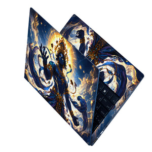 Vishnu Blue Cosmic Gold Crown Laptop Skin - View 2