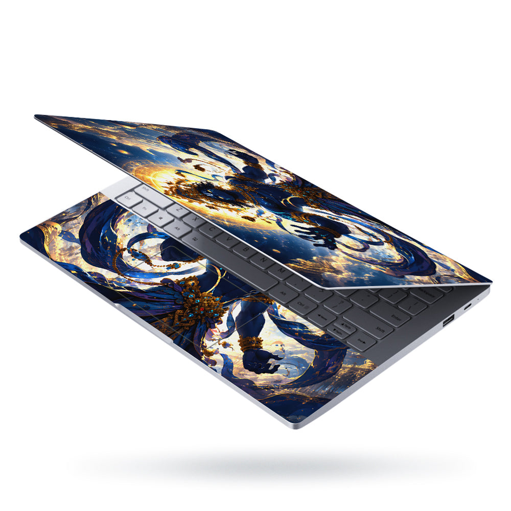 Vishnu Blue Cosmic Gold Crown Laptop Skin - View 3