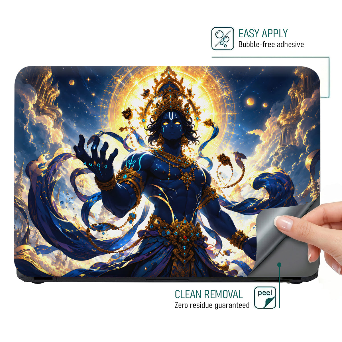 Vishnu Blue Cosmic Gold Crown Laptop Skin - View 4