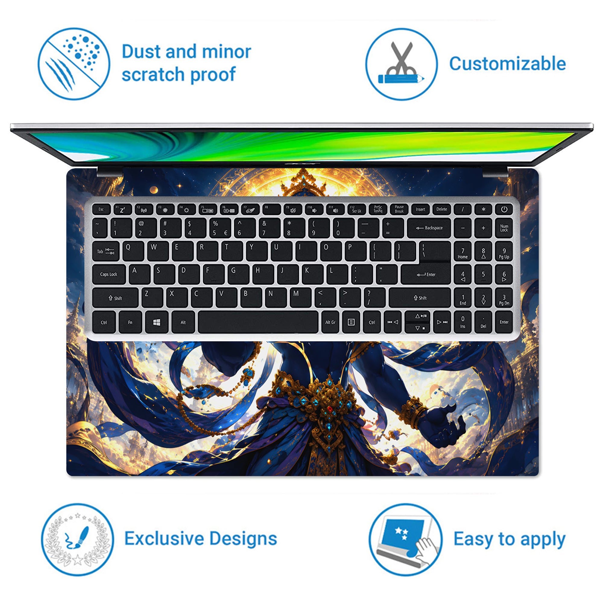 Vishnu Blue Cosmic Gold Crown Laptop Skin - View 5