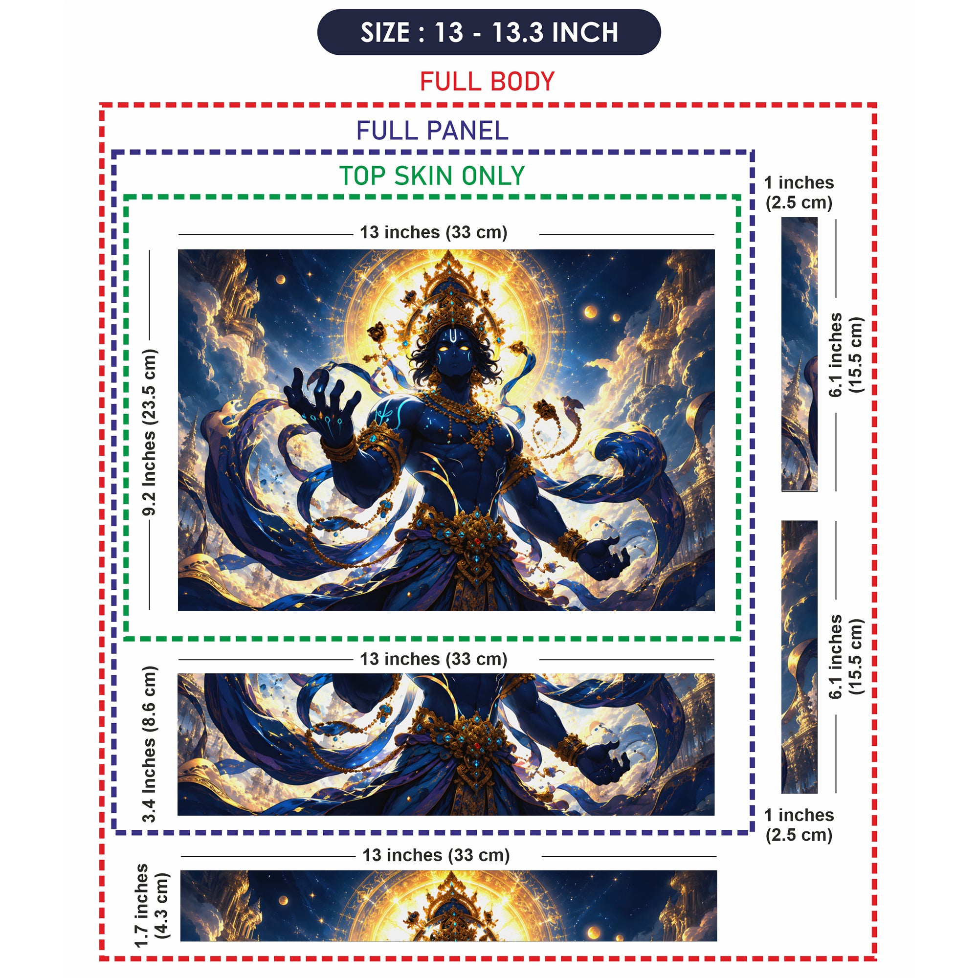 Vishnu Blue Cosmic Gold Crown Laptop Skin - View 6