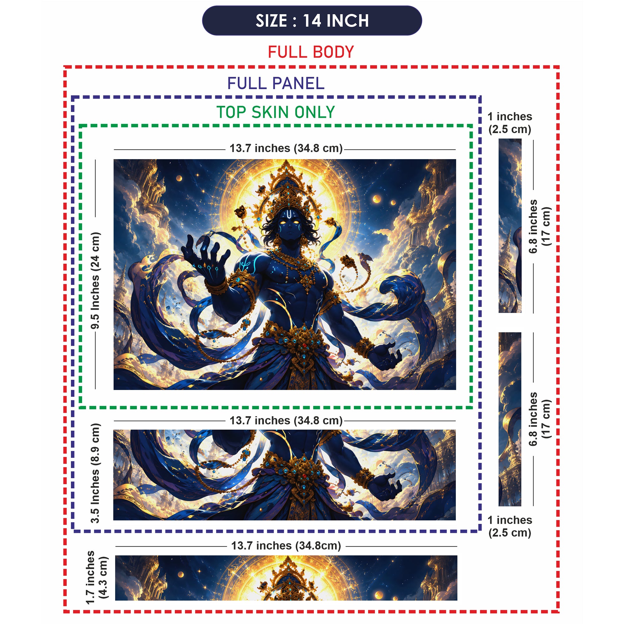 Vishnu Blue Cosmic Gold Crown Laptop Skin - View 7