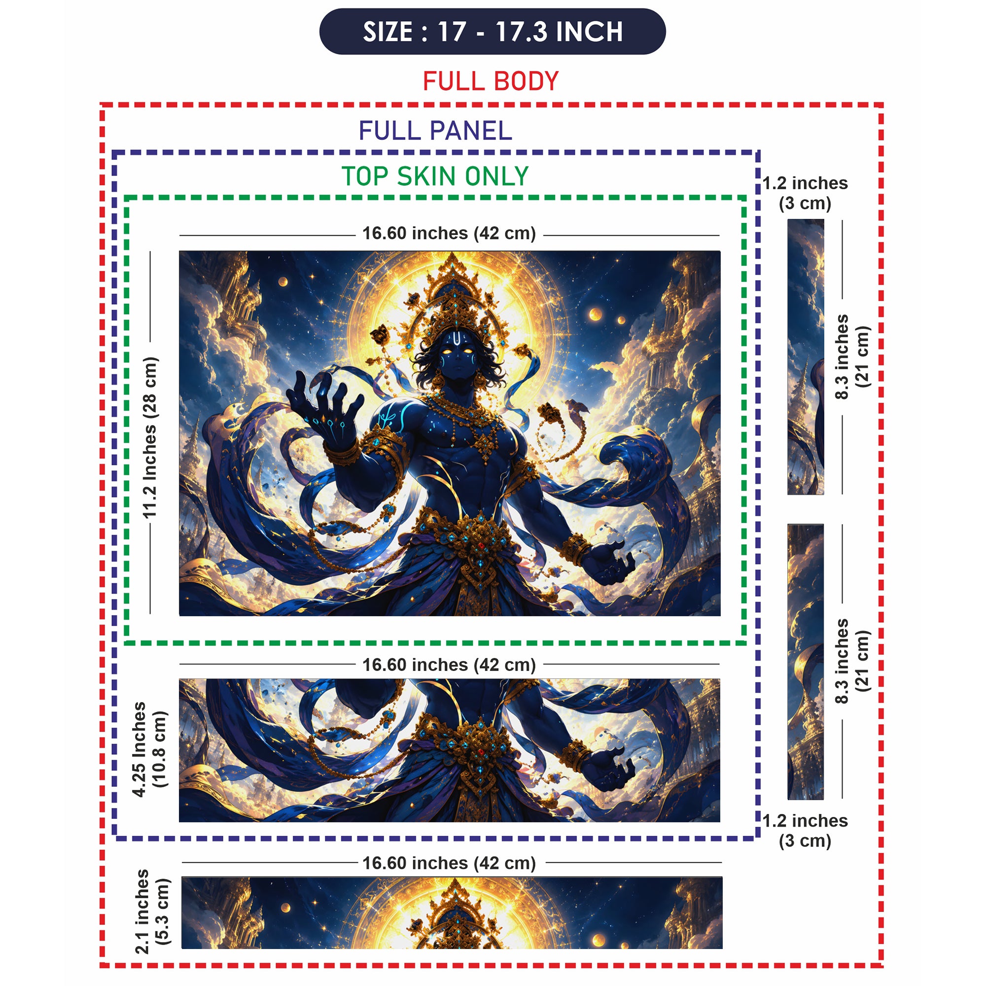 Vishnu Blue Cosmic Gold Crown Laptop Skin - View 9