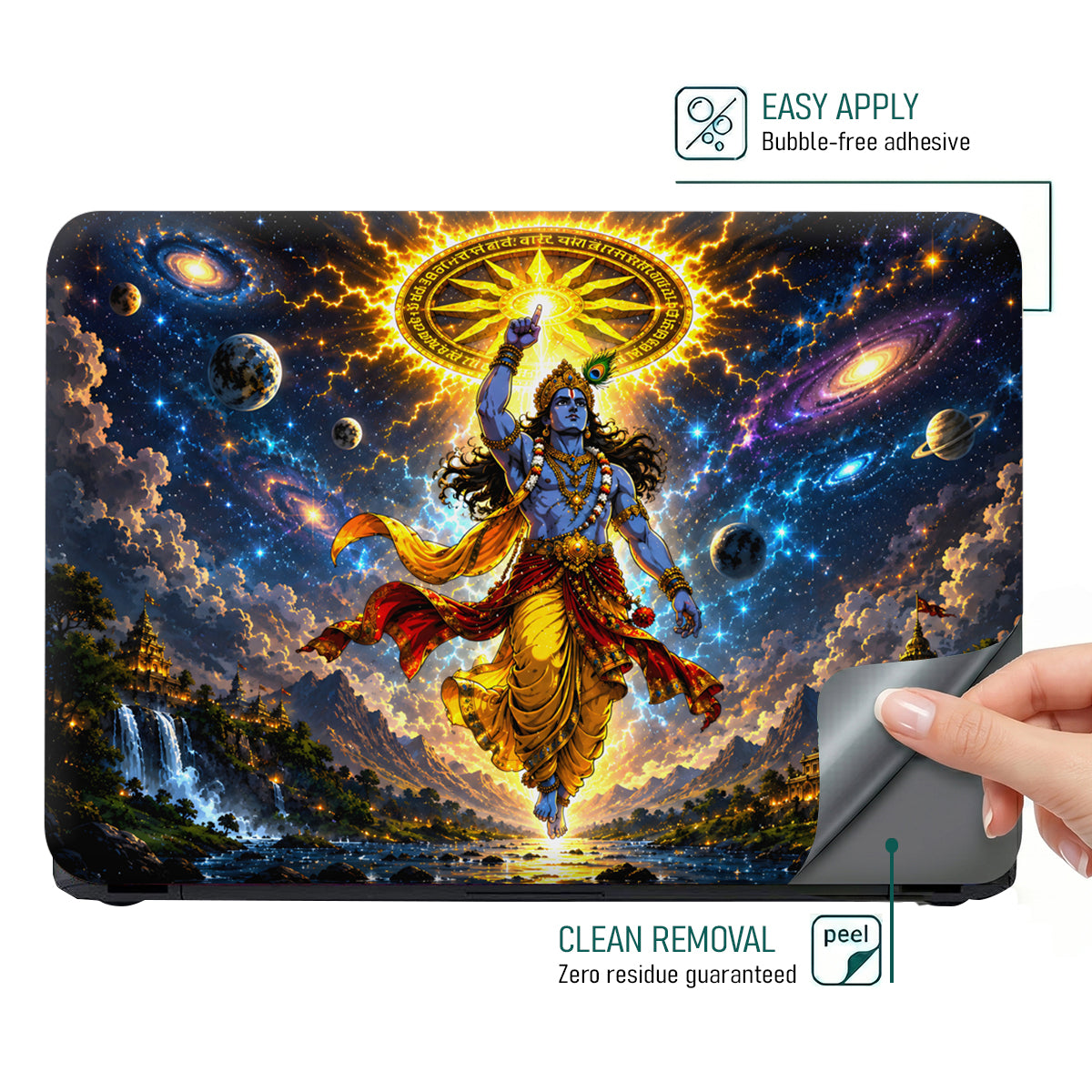 Vishnu Krishna Cosmic Sudarshan Chakra Laptop Skin - View 4