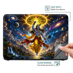 Vishnu Krishna Cosmic Sudarshan Chakra Laptop Skin - View 4