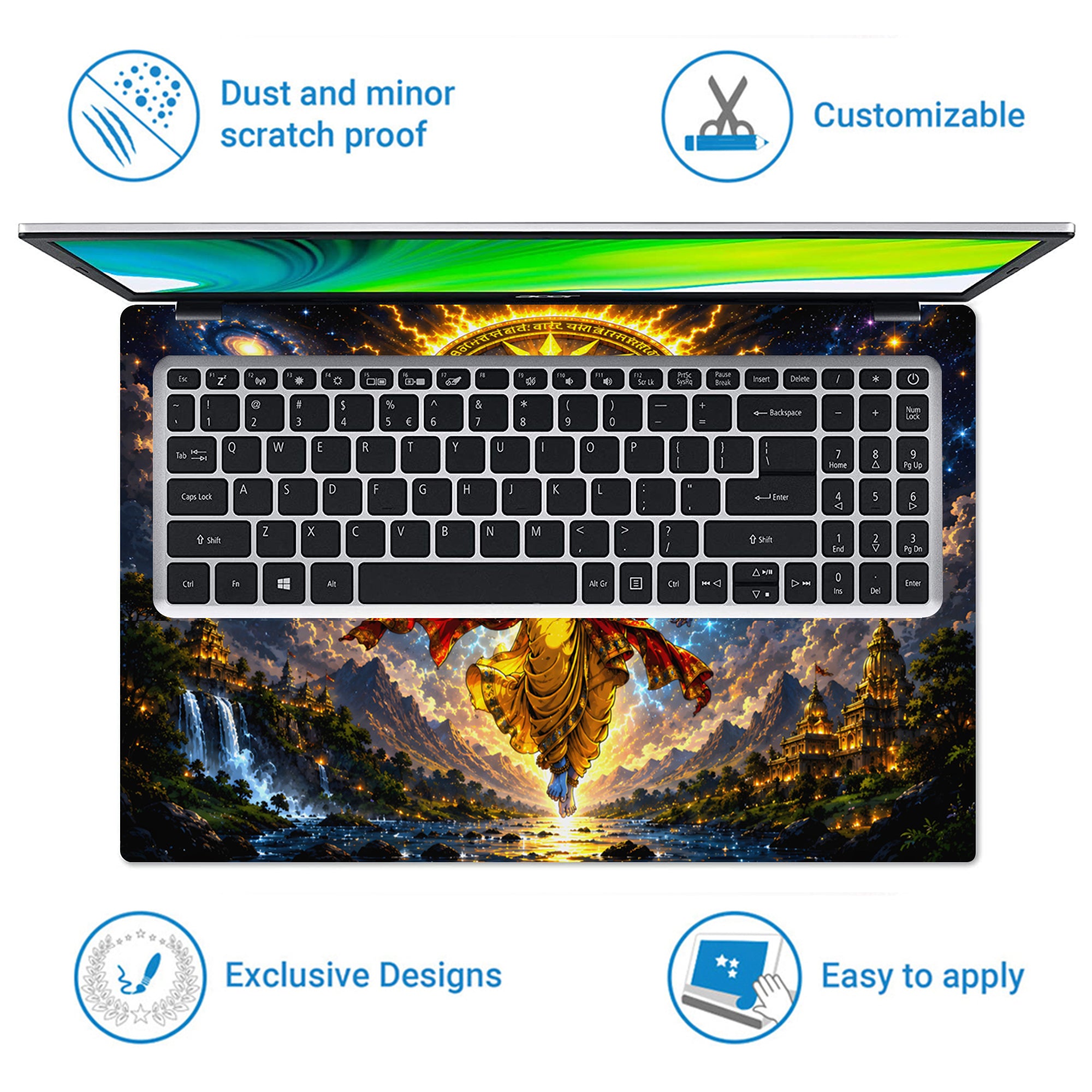 Vishnu Krishna Cosmic Sudarshan Chakra Laptop Skin - View 5